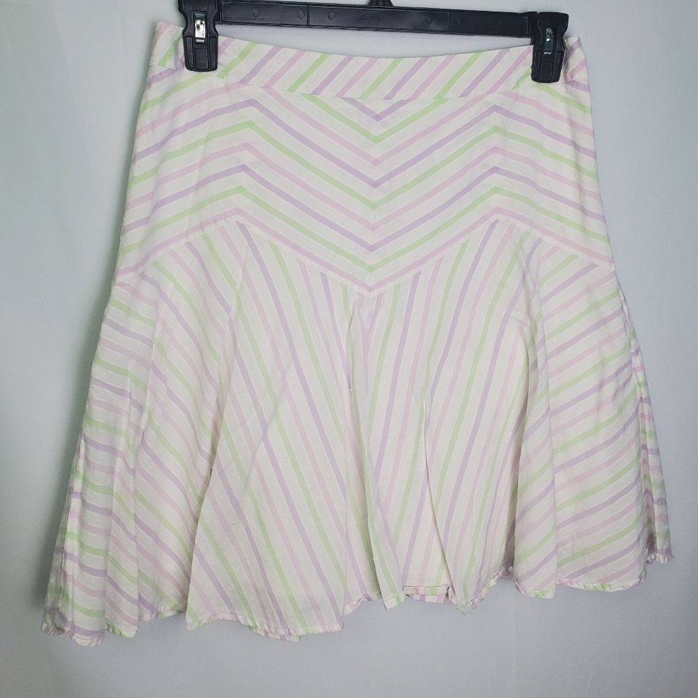 Vintage Y2K LOFT Pastel Swiss Dot Striped Skirt Size 10